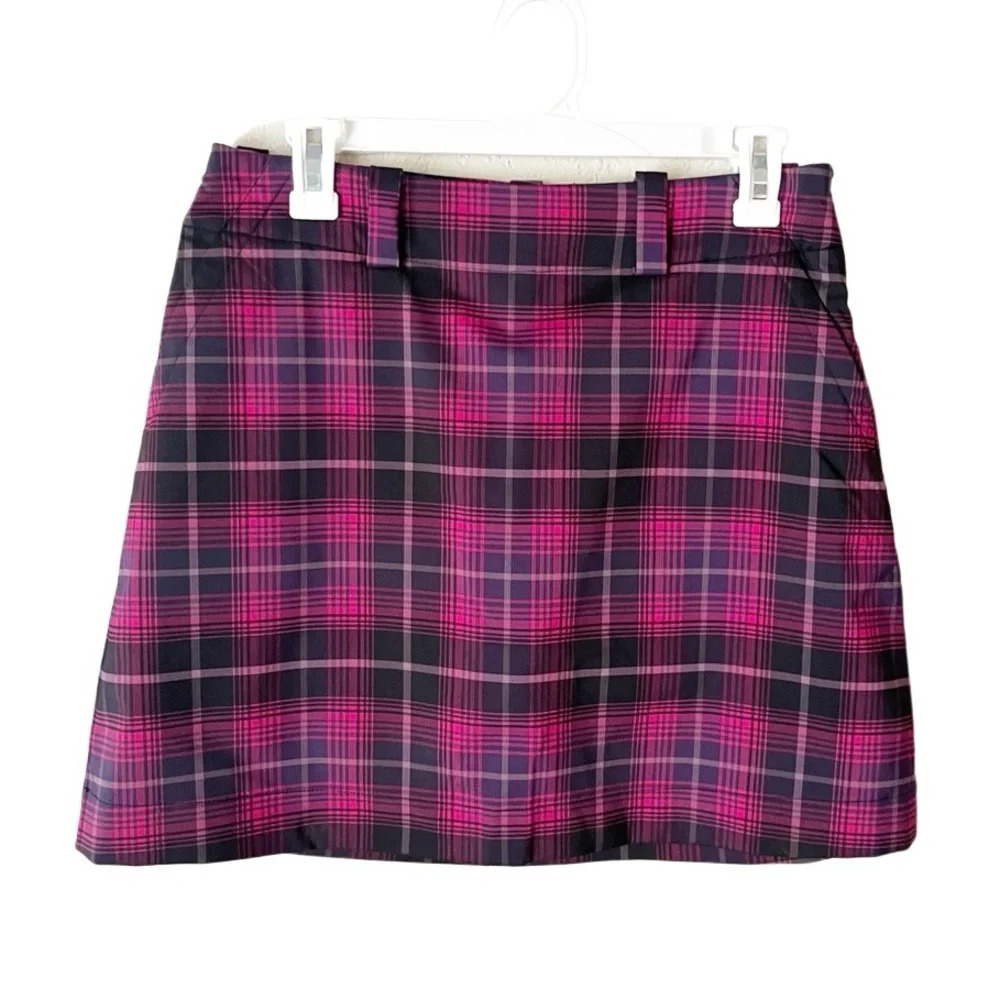Nike Pink and Black Plaid Skirt